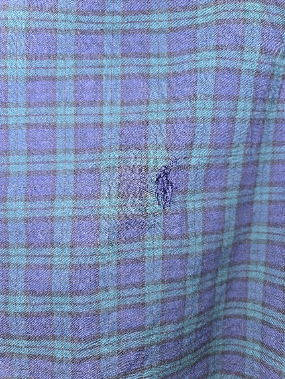 Polo by Ralph Lauren Men's XL Navy & Green Plaid Button-Down Cotton Shirt
